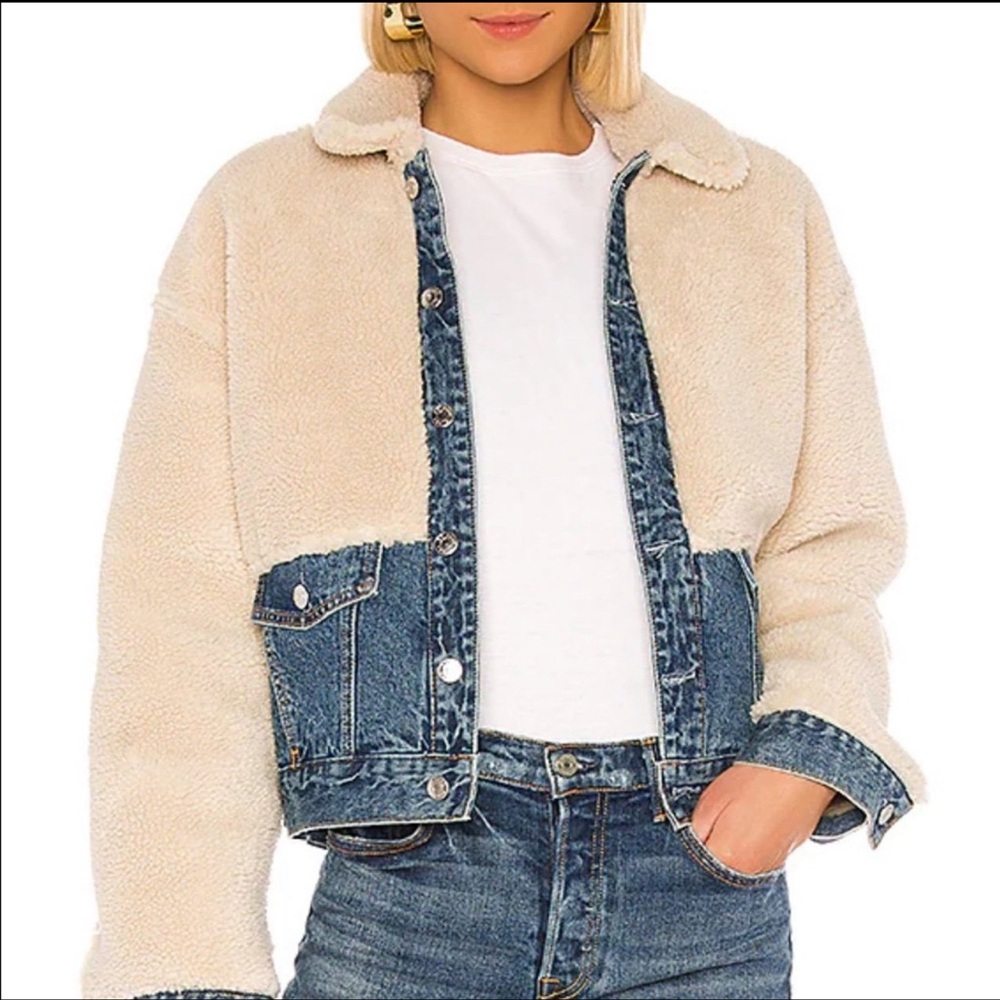 GRLFRND Miya Faux Sherpa Denim Jacket